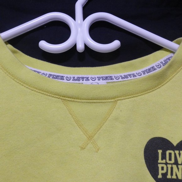 PINK, VICTORIA'S SECRET, xs, extra small, graphic yellow sweatshirt, EUC - Picture 4 of 15